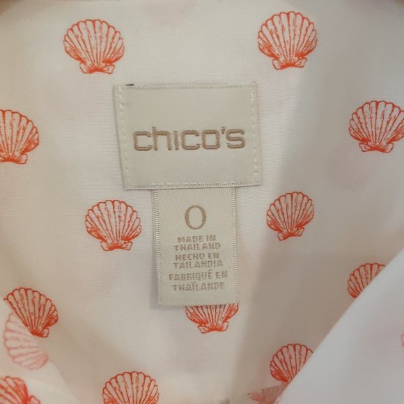 CHICO'S No Iron Seashell Button Down Shirt - Picture 4 of 8